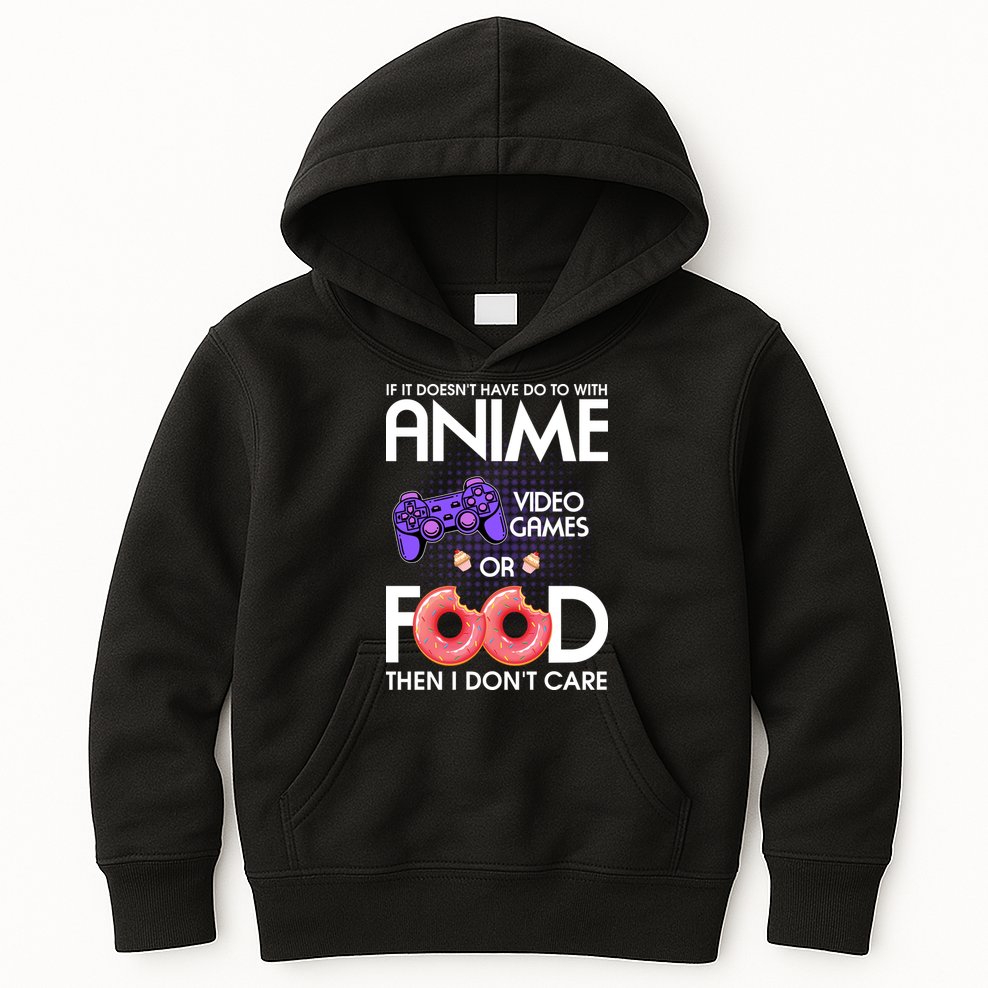 Anime Video Games And Food Lover Kids Hoodie