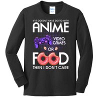 Anime Video Games And Food Lover Kids Long Sleeve Shirt