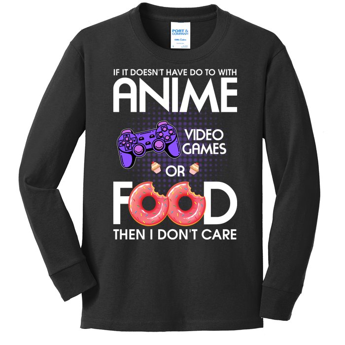 Anime Video Games And Food Lover Kids Long Sleeve Shirt