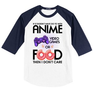 Anime Video Games And Food Lover Baseball Sleeve Shirt