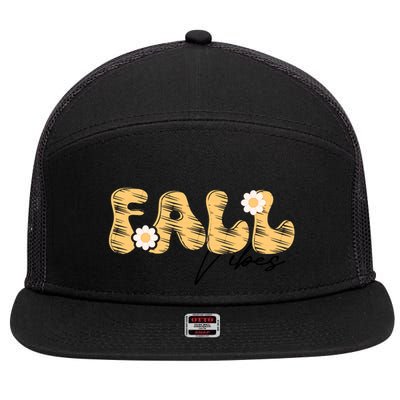 Autumn Vibes Graphic 7 Panel Mesh Trucker Snapback Hat