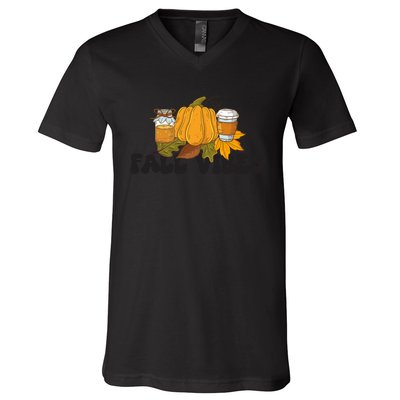 Autumn Vibes Graphic V-Neck T-Shirt