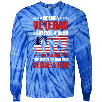 America Veteran Gift I Am Not A Hero Funny Gift Tie-Dye Long Sleeve Shirt