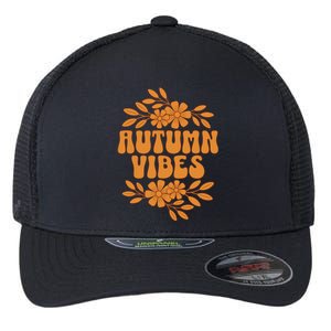 Autumn Vibes Groovy Floral Retro Fall Graphic Flexfit Unipanel Trucker Cap