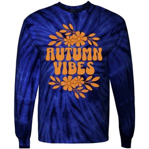 Autumn Vibes Groovy Floral Retro Fall Graphic Tie-Dye Long Sleeve Shirt