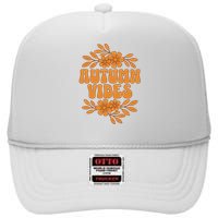 Autumn Vibes Groovy Floral Retro Fall Graphic High Crown Mesh Back Trucker Hat