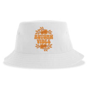 Autumn Vibes Groovy Floral Retro Fall Graphic Sustainable Bucket Hat