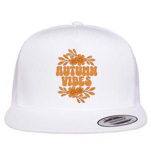 Autumn Vibes Groovy Floral Retro Fall Graphic Flat Bill Trucker Hat