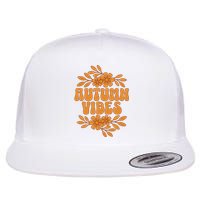 Autumn Vibes Groovy Floral Retro Fall Graphic Flat Bill Trucker Hat