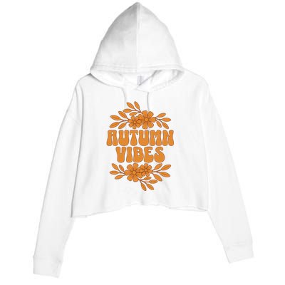 Autumn Vibes Groovy Floral Retro Fall Graphic Crop Fleece Hoodie