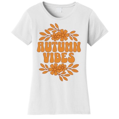 Autumn Vibes Groovy Floral Retro Fall Graphic Women's T-Shirt