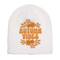 Autumn Vibes Groovy Floral Retro Fall Graphic Short Acrylic Beanie