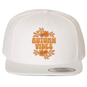 Autumn Vibes Groovy Floral Retro Fall Graphic Wool Snapback Cap