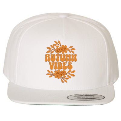 Autumn Vibes Groovy Floral Retro Fall Graphic Wool Snapback Cap