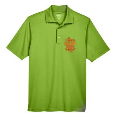 Autumn Vibes Groovy Floral Retro Fall Men's Origin Performance Piqué Polo