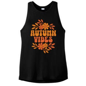 Autumn Vibes Groovy Floral Retro Fall Ladies PosiCharge Tri-Blend Wicking Tank