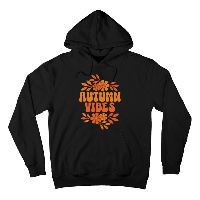 Autumn Vibes Groovy Floral Retro Fall Hoodie