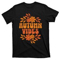 Autumn Vibes Groovy Floral Retro Fall T-Shirt