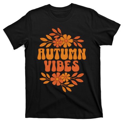 Autumn Vibes Groovy Floral Retro Fall T-Shirt