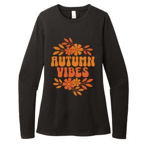 Autumn Vibes Groovy Floral Retro Fall Womens CVC Long Sleeve Shirt