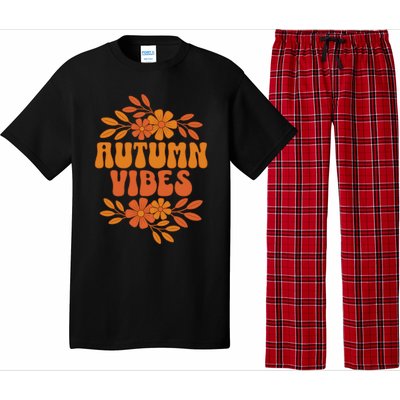 Autumn Vibes Groovy Floral Retro Fall Pajama Set