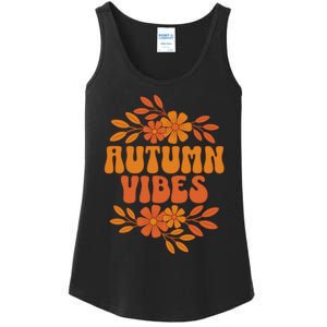 Autumn Vibes Groovy Floral Retro Fall Ladies Essential Tank