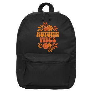 Autumn Vibes Groovy Floral Retro Fall 16 in Basic Backpack