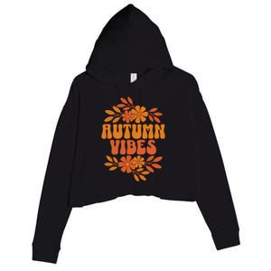 Autumn Vibes Groovy Floral Retro Fall Crop Fleece Hoodie