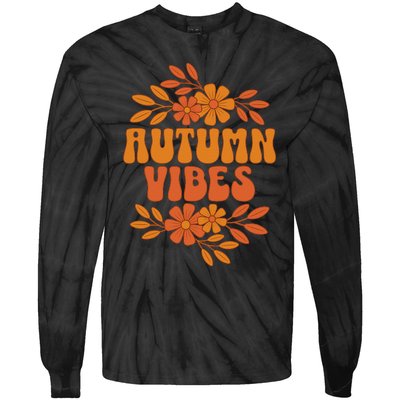 Autumn Vibes Groovy Floral Retro Fall Tie-Dye Long Sleeve Shirt