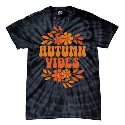 Autumn Vibes Groovy Floral Retro Fall Tie-Dye T-Shirt