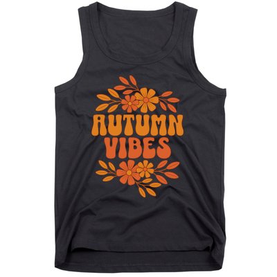 Autumn Vibes Groovy Floral Retro Fall Tank Top