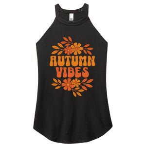 Autumn Vibes Groovy Floral Retro Fall Women's Perfect Tri Rocker Tank