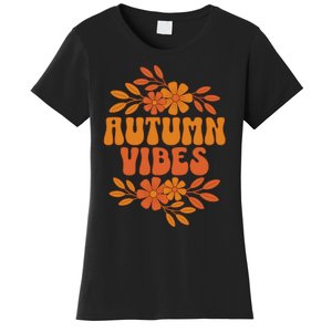 Autumn Vibes Groovy Floral Retro Fall Women's T-Shirt