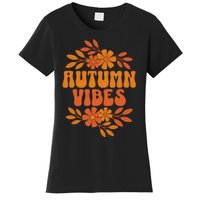 Autumn Vibes Groovy Floral Retro Fall Women's T-Shirt