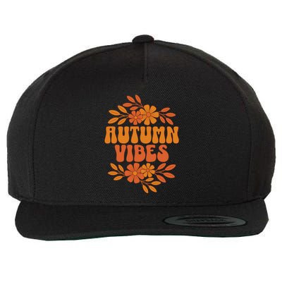 Autumn Vibes Groovy Floral Retro Fall Wool Snapback Cap