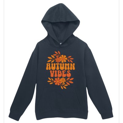 Autumn Vibes Groovy Floral Retro Fall Urban Pullover Hoodie