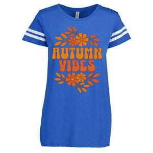 Autumn Vibes Groovy Floral Retro Fall Enza Ladies Jersey Football T-Shirt