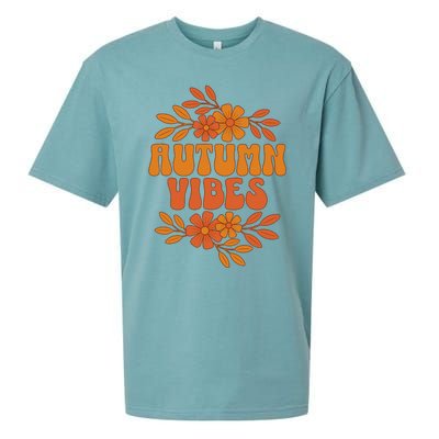 Autumn Vibes Groovy Floral Retro Fall Sueded Cloud Jersey T-Shirt