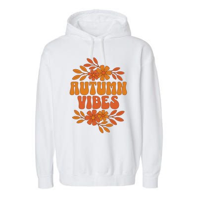 Autumn Vibes Groovy Floral Retro Fall Garment-Dyed Fleece Hoodie