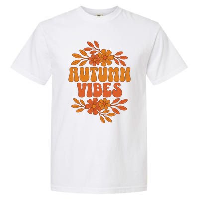 Autumn Vibes Groovy Floral Retro Fall Garment-Dyed Heavyweight T-Shirt