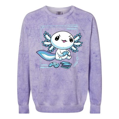 Axolotl Video Games Gamer Colorblast Crewneck Sweatshirt