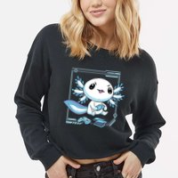 Axolotl Video Games Gamer Cropped Pullover Crew