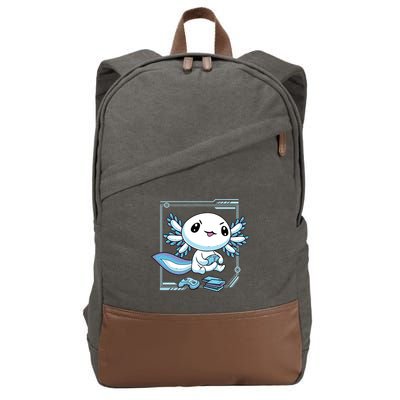 Axolotl Video Games Gamer Cotton Canvas Backpack