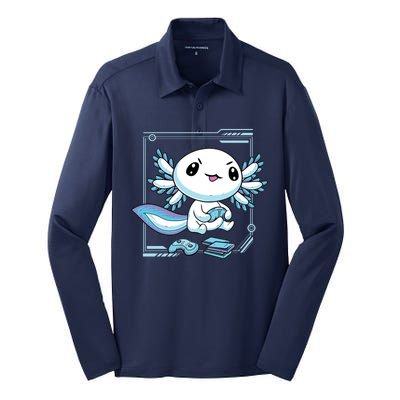 Axolotl Video Games Gamer Silk Touch Performance Long Sleeve Polo