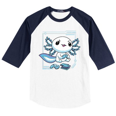 Axolotl Video Games Gamer Baseball Sleeve Shirt