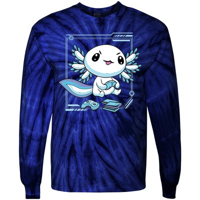 Axolotl Video Games Gamer Tie-Dye Long Sleeve Shirt