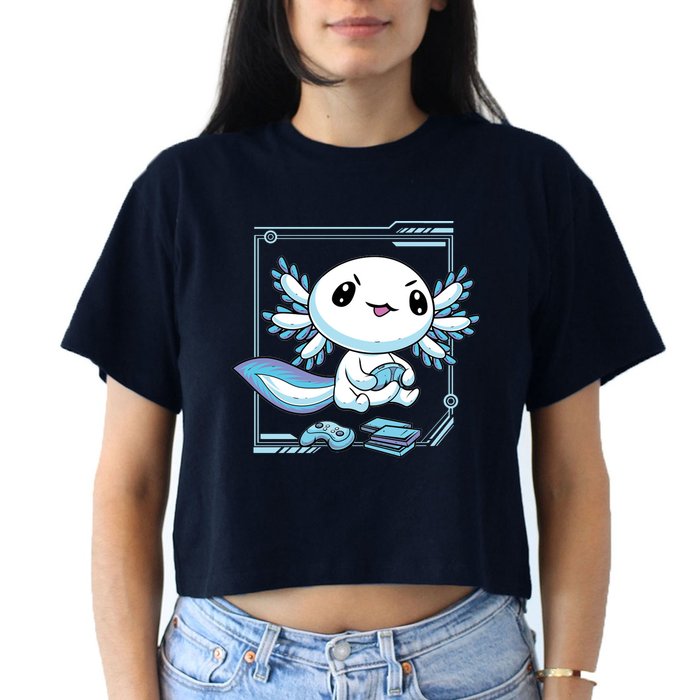 Axolotl Video Games Gamer Women's Crop Top Tee