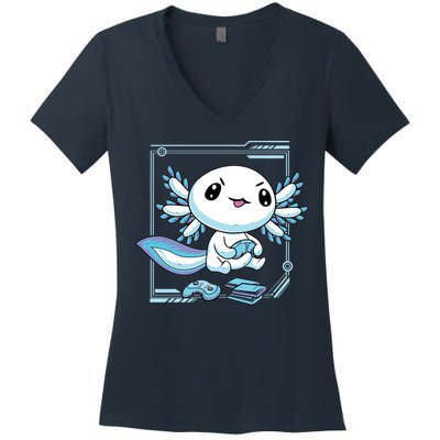 Axolotl Video Games Gamer Women's V-Neck T-Shirt