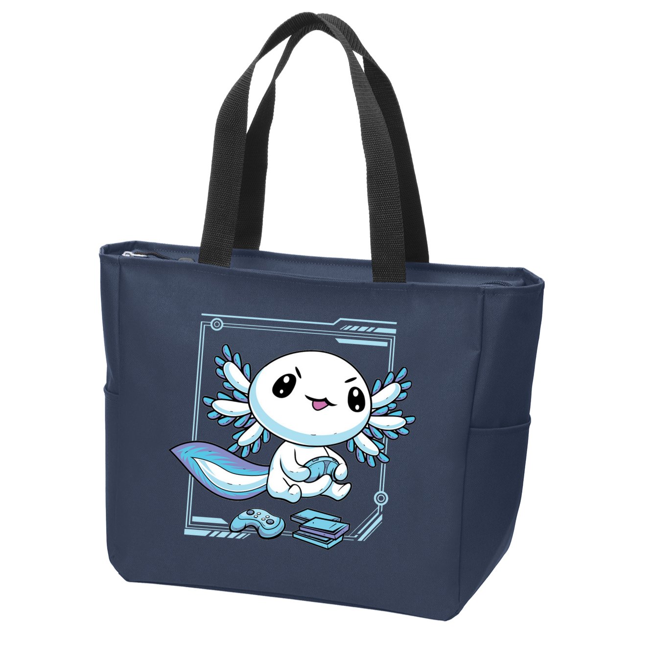 Axolotl Video Games Gamer Zip Tote Bag