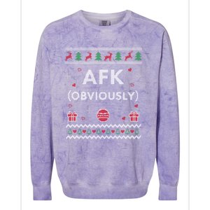 Afk Video Games Funny Gamer Design Ugly Christmas Cool Gift Colorblast Crewneck Sweatshirt